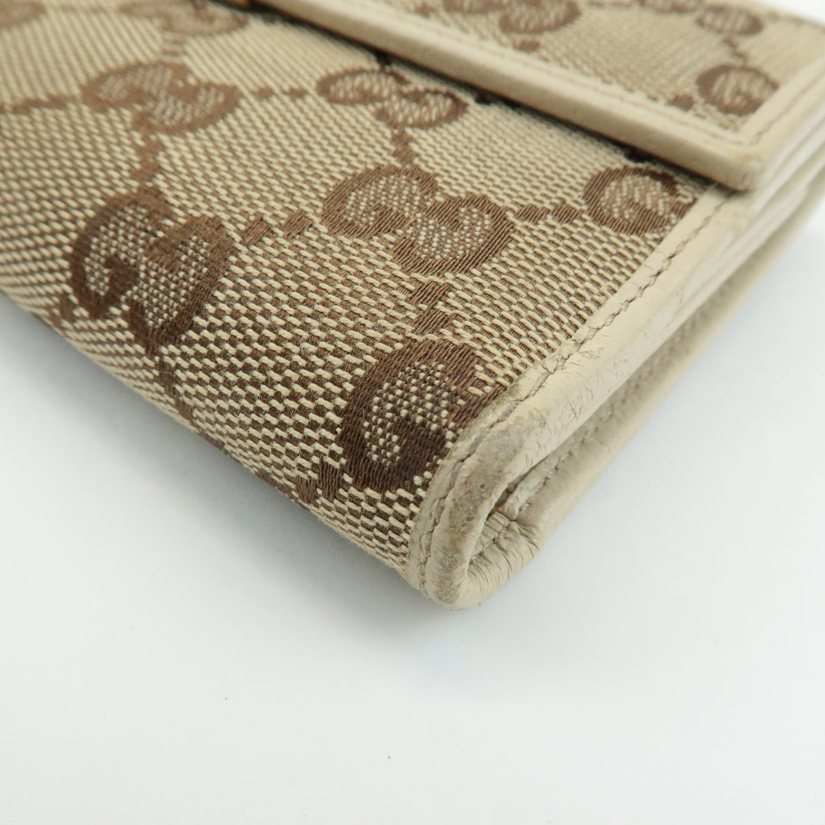 GUCCI Set of 2 GG Canvas Leather Wallet Beige Brown 203550/112715 Auth Used F/S4