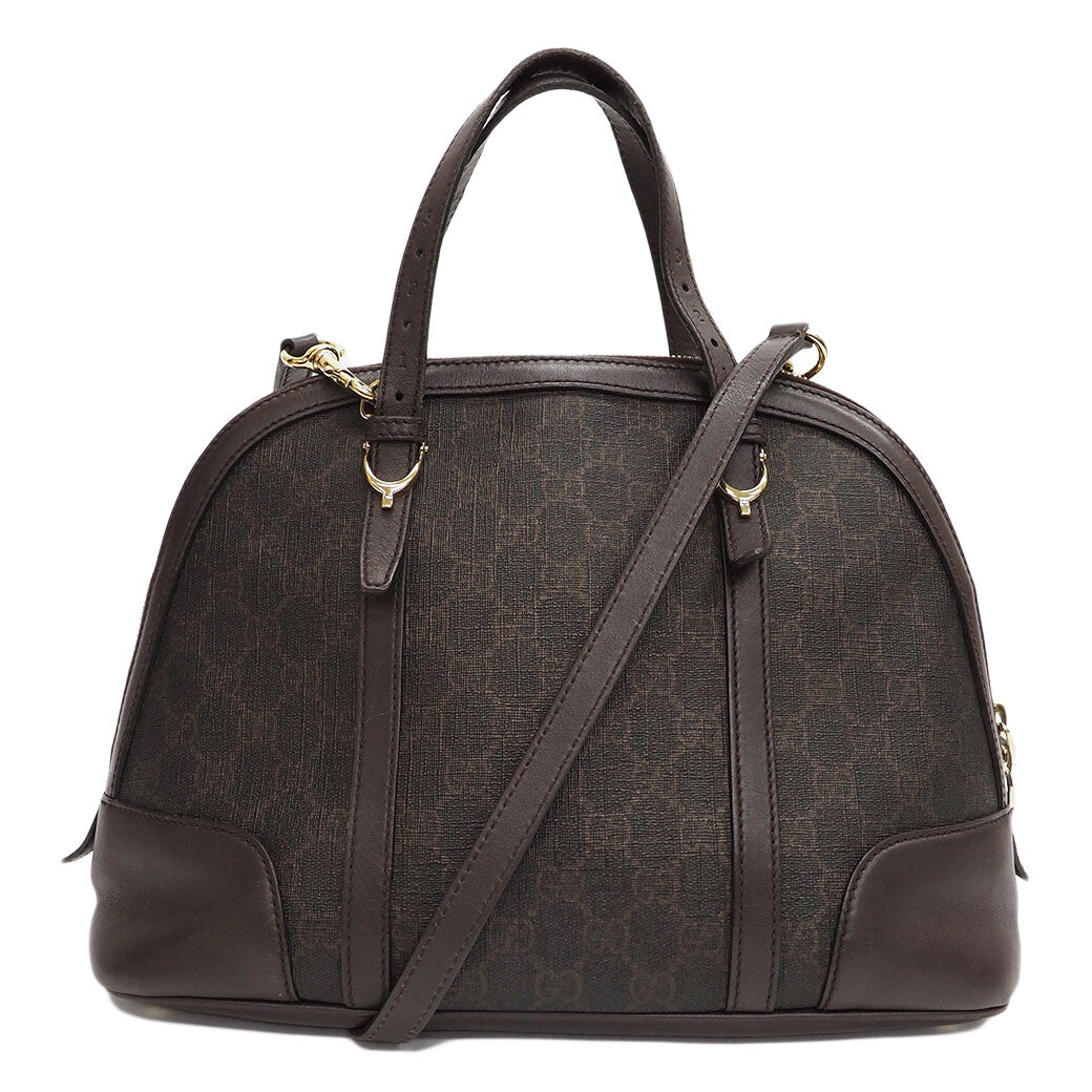 GUCCI GG Supreme Handbag Brown PVC Leather Convertible Crossbody Preowned Auth0