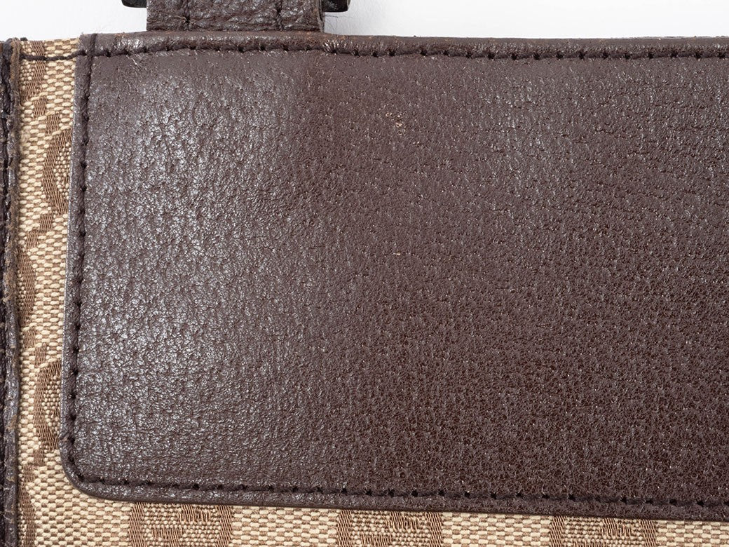 GUCCI GG Canvas Leather Crossbody Shoulder Bag 27639 Brown Beige Preowned Auth22
