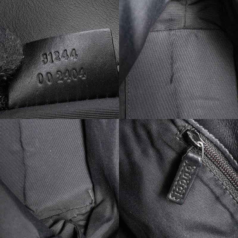 GUCCI GG Canvas Shoulder Tote Bag Underarm Gray Leather Handbag 31244 Preowned19