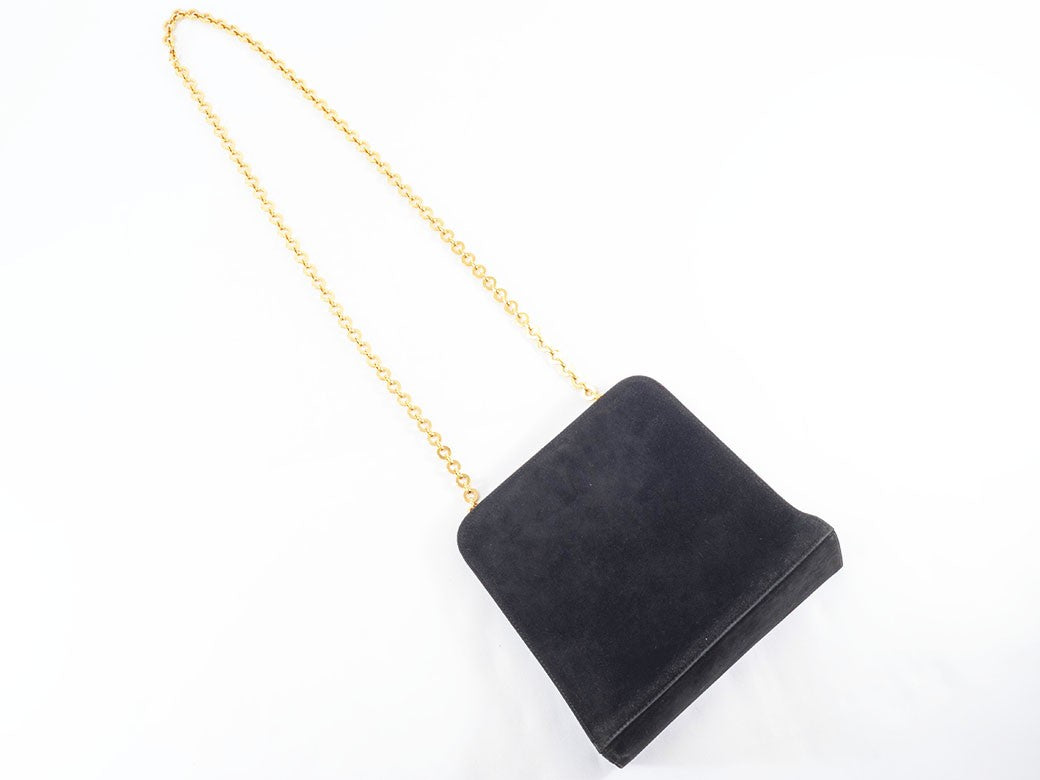 Salvatore Ferragamo Chain Shoulder Bag Suede Gancini Black P21 5241 Reuse Used10