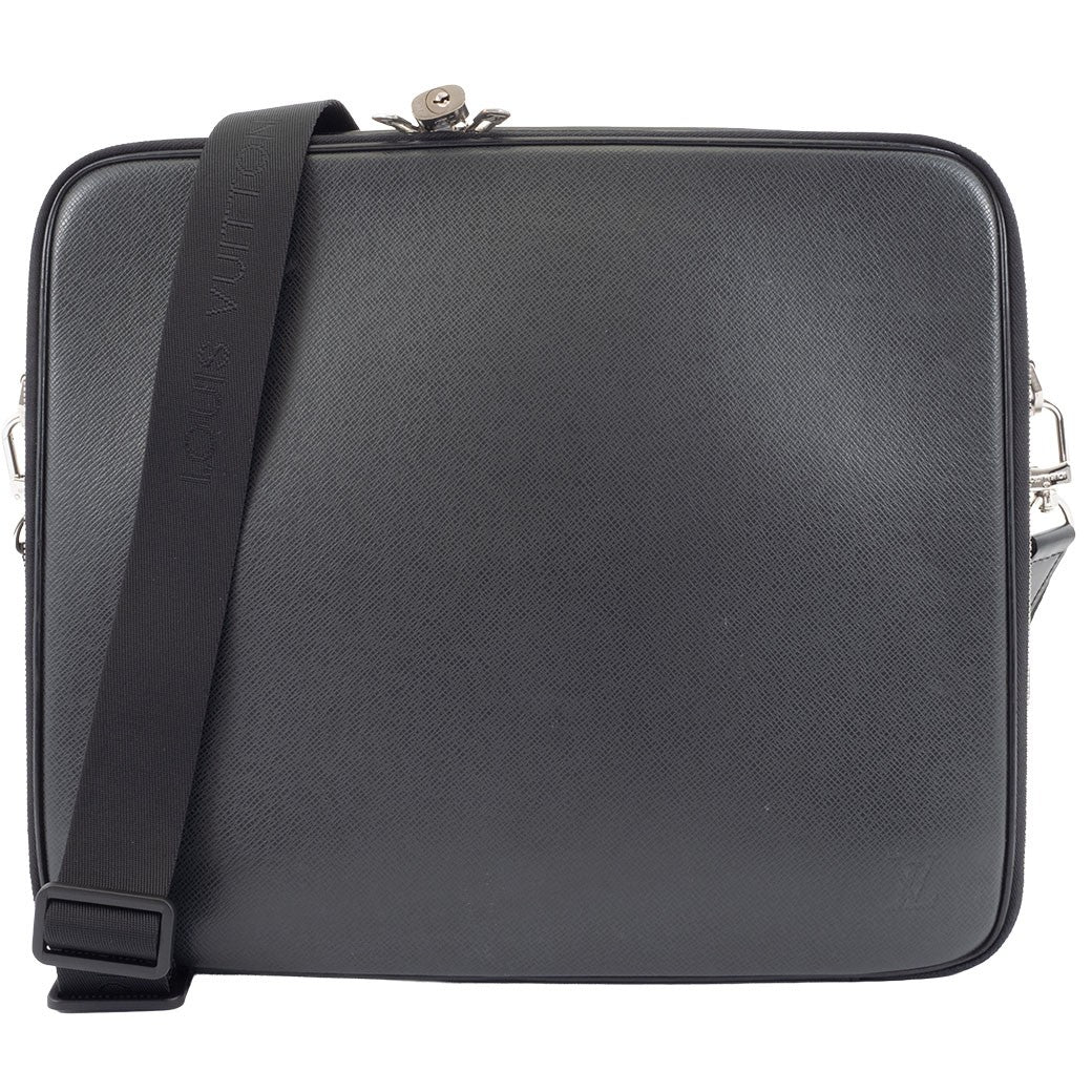 LOUIS VUITTON Odessa Briefcase Taiga Leather Black Convertible Crossbody M308320