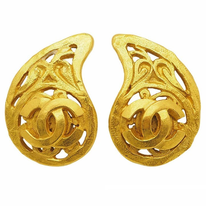 CHANEL 95A Coco Earrings Droplets Magadama Reuse Used Preowned0