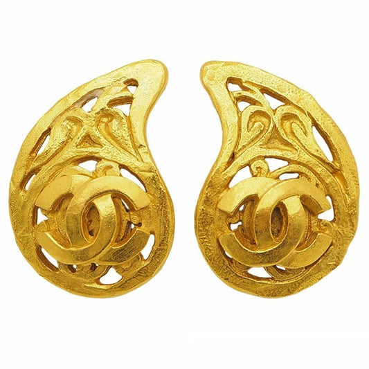 CHANEL 95A Coco Earrings Droplets Magadama Reuse Used Preowned0