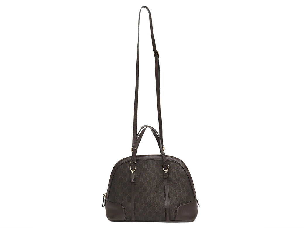 GUCCI GG Supreme Handbag Brown PVC Leather Convertible Crossbody Preowned Auth5