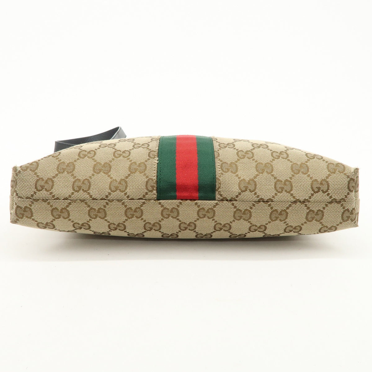 GUCCI Sherry GG Canvas Leather Shoulder Bag Beige Black 388926 Auth Used F/S4