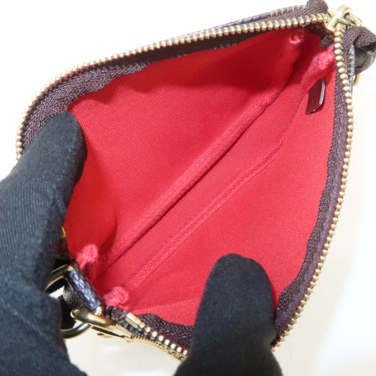 LOUIS VUITTON Mini Pochette Accessoires Damier Ebene Pouch N58009 Preowned Auth18