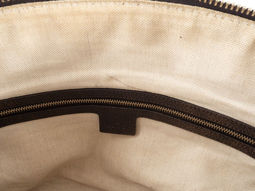GUCCI Diamante Canvas Leather Tote Handbag Beige Brown Womens Preowned Auth18