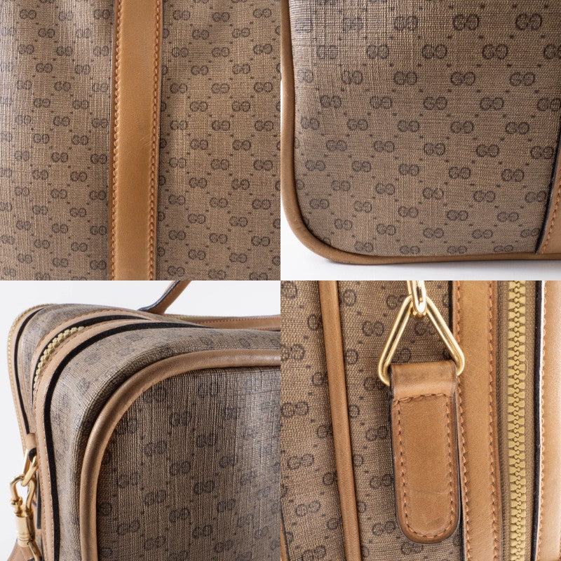 GUCCI Old Gucci Micro GG PVC Boston Bag Travel Beige Brown Vintage Preowned16