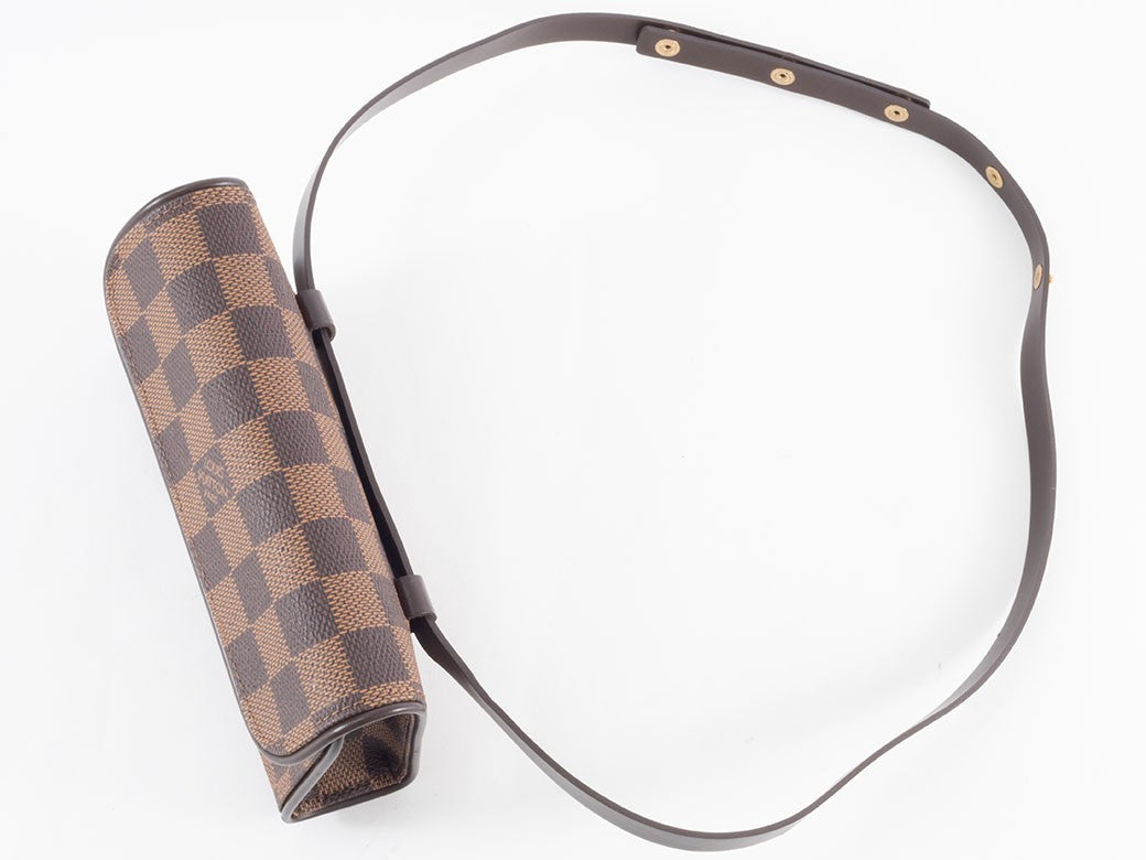 LOUIS VUITTON Pochette Florentine Damier Ebene Waist Bag N51856 Convertible Auth12