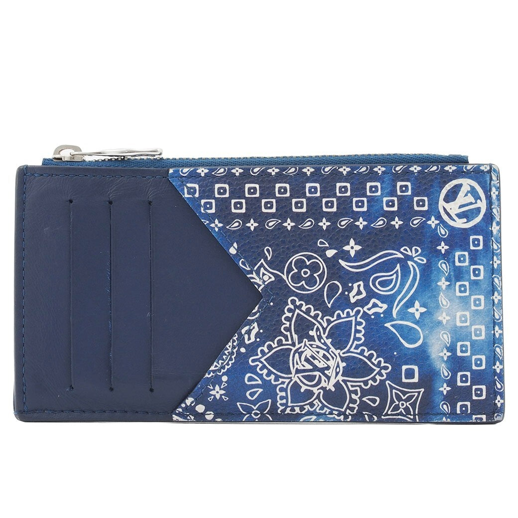 LOUIS VUITTON Coin Case Card Case Blue Monogram Bandana Canvas M81432 Preowned0