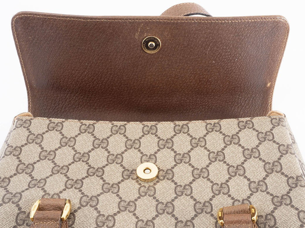 Gucci Bag GG Plus Handbag Shoulder bag Flap Beige Brown 116 02 080 Reuse Used17