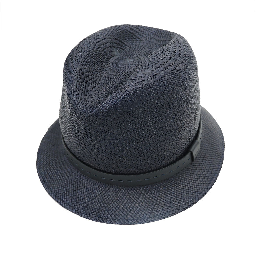 GUCCI Italian Straw Folded Hat XL 60cm Navy Straw Hat Men's Panama Preowned0