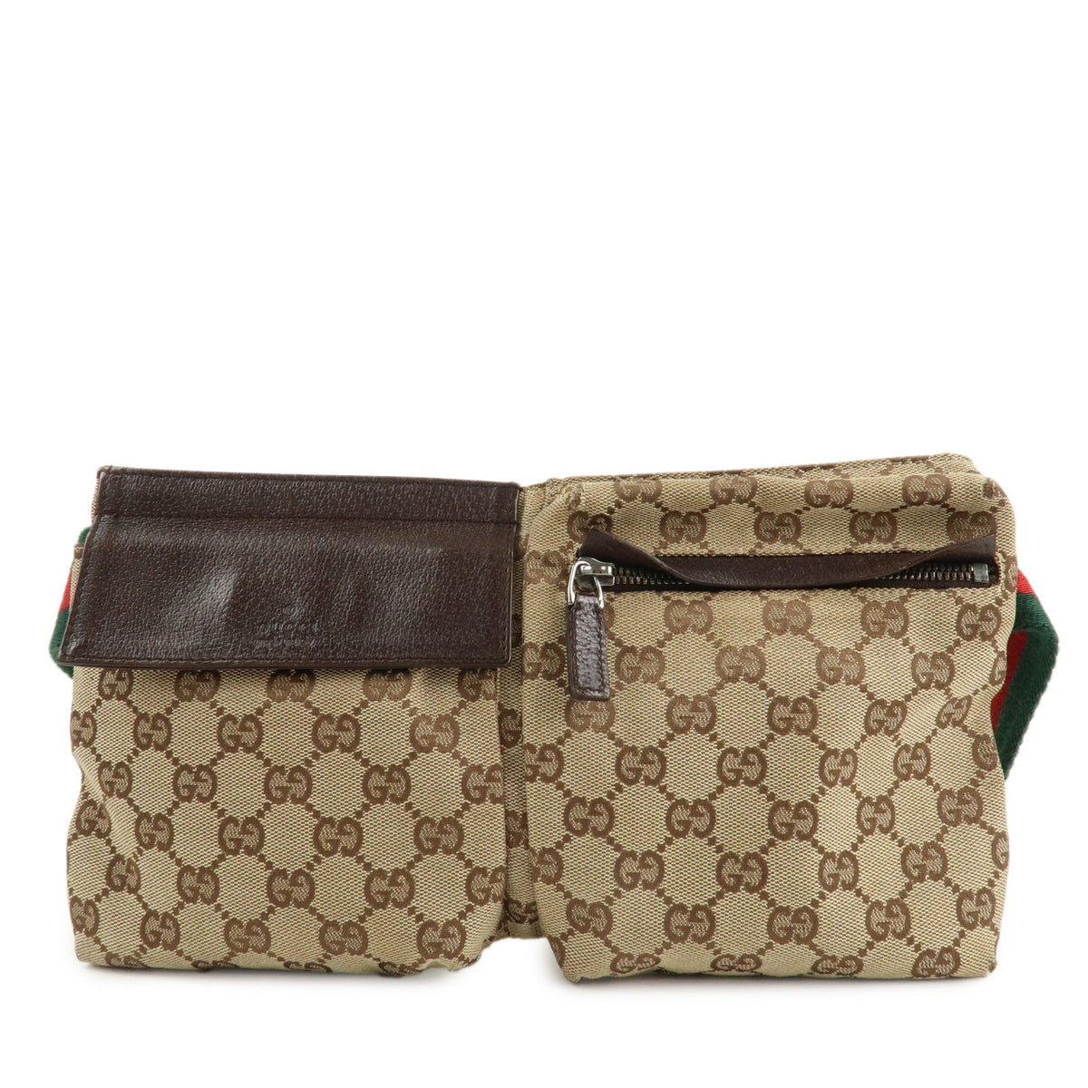 GUCCI GG Canvas Leather Waist Bag Crossbody Bag Beige Brown 28566 Auth Used F/S0
