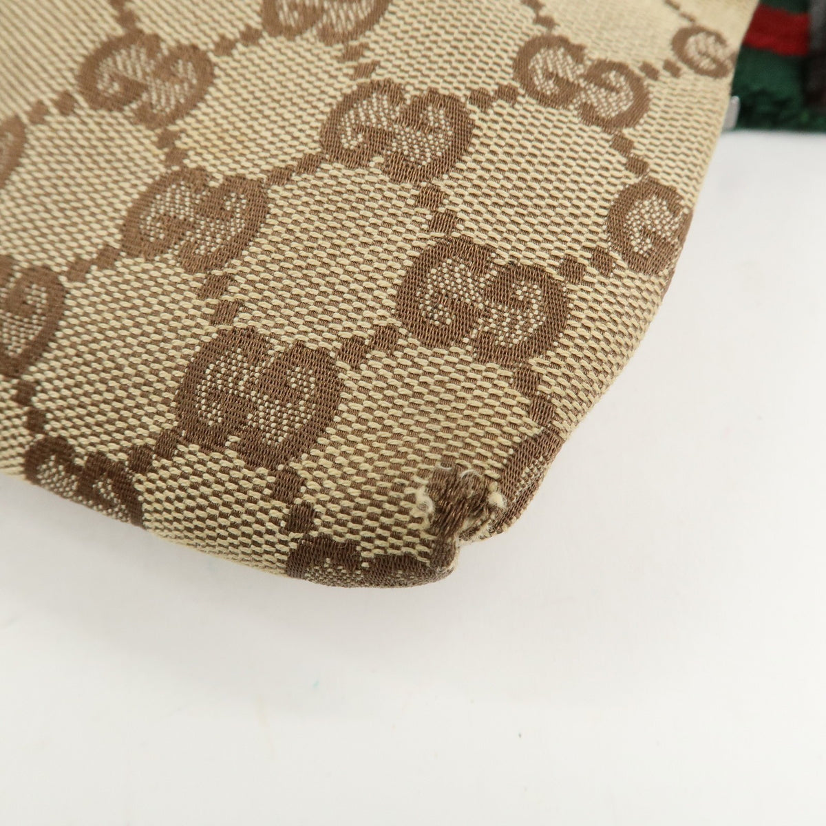 GUCCI GG Canvas Leather Waist Bag Crossbody Bag Beige Brown 28566 Auth Used F/S9