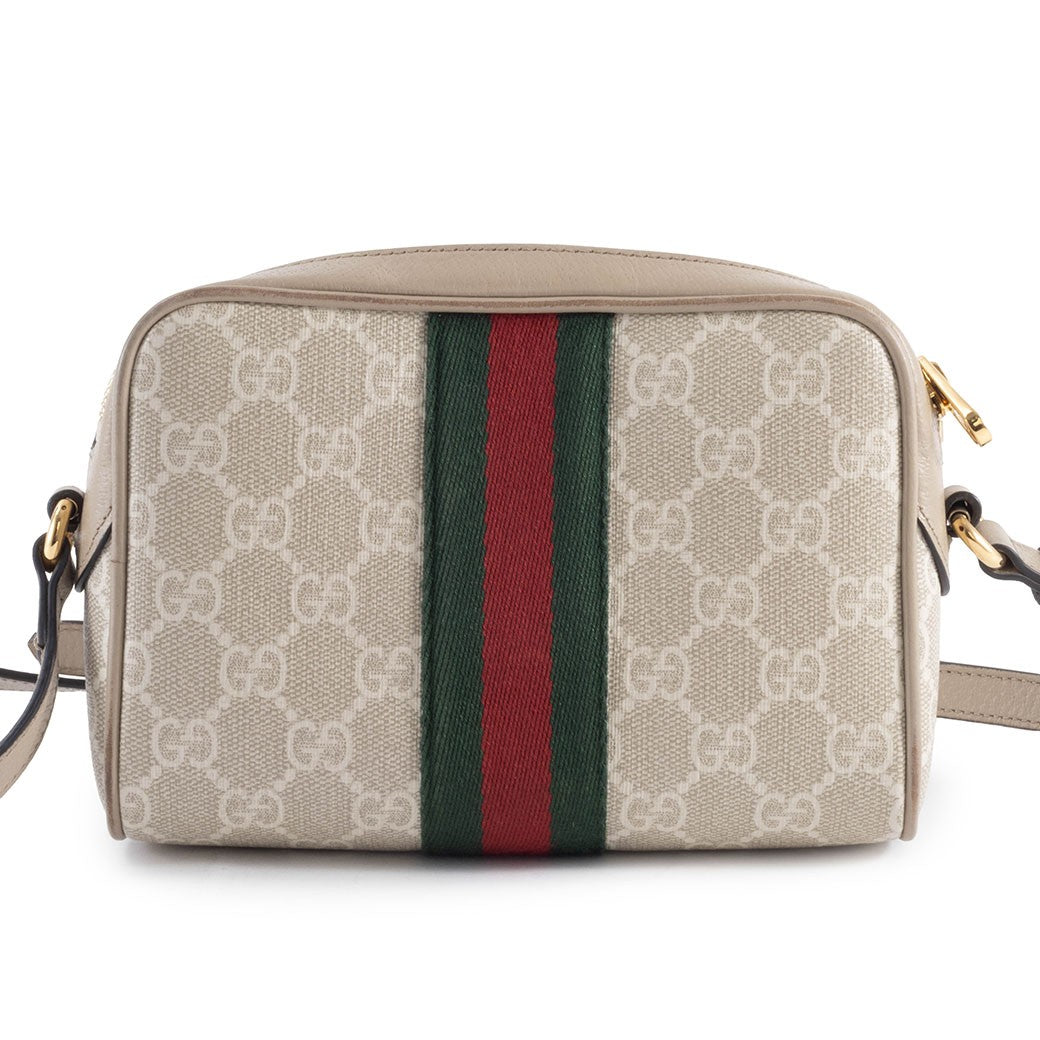 GUCCI Ophidia Mini GG Supreme Crossbody Shoulder Bag Beige Womens Preowned Auth1