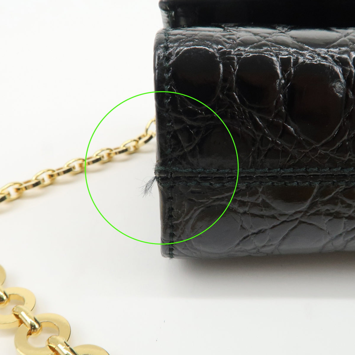 FERRAGAMO Vara Ribbon Chain Shoulder Bag Mini Black Leather Preowned Auth5