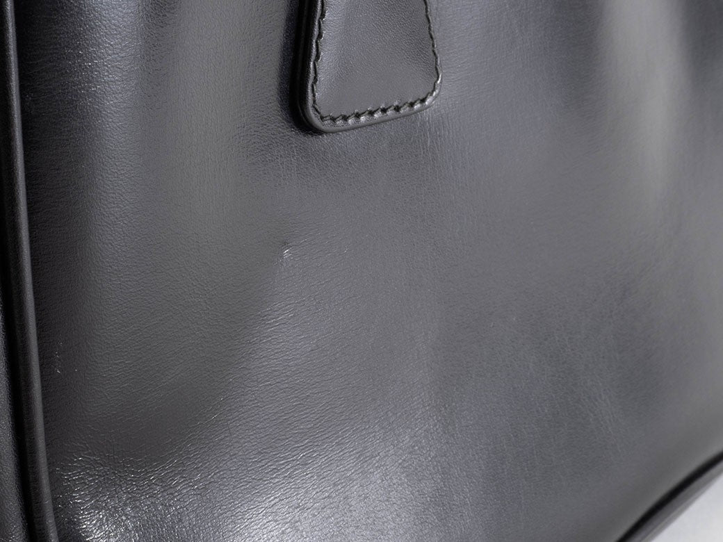 GUCCI Lady Lock Old Gucci Leather Handbag Bag Black Vintage Preowned Auth22