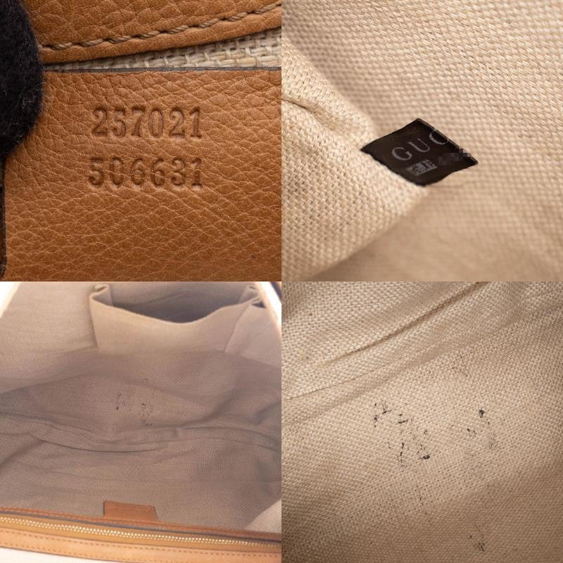 GUCCI Marrakech Hobo Bag GG Canvas Leather Tassel Beige Brown 257021 Preowned21