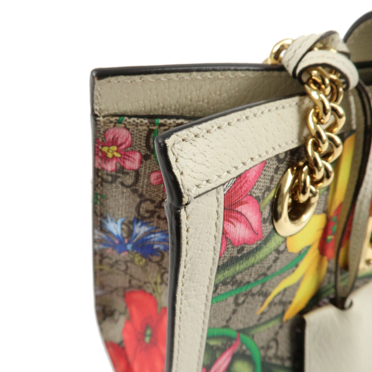 GUCCI GG Flora GG Supreme Leather Chain Shoulder Bag 498156 Preowned Auth6