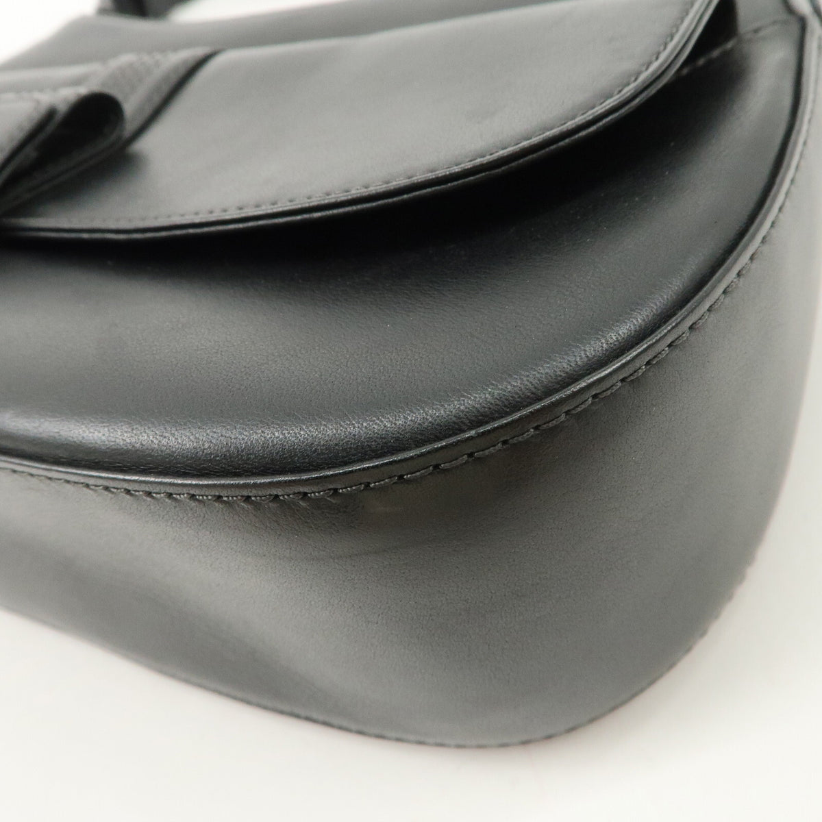 LOEWE Anagram Logo Leather Womens Shoulder Bag Handbag Black Preowned Auth17