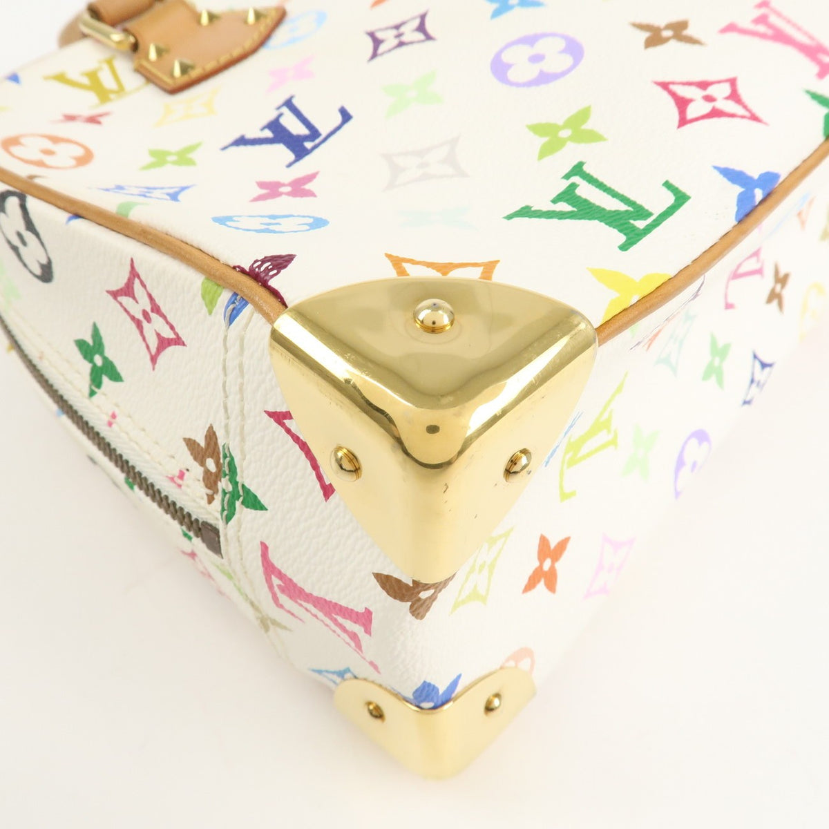 Louis Vuitton Monogram Multicolor Trouville Hand Bag Blanc M92662 Auth Used F/S12
