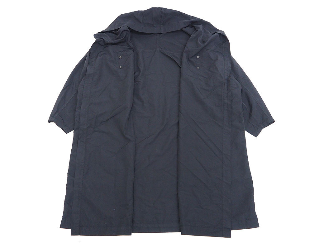 Auth Y's Yohji Yamamoto Oversized Black Nylon Coat YNJ05601 Women's Size 29