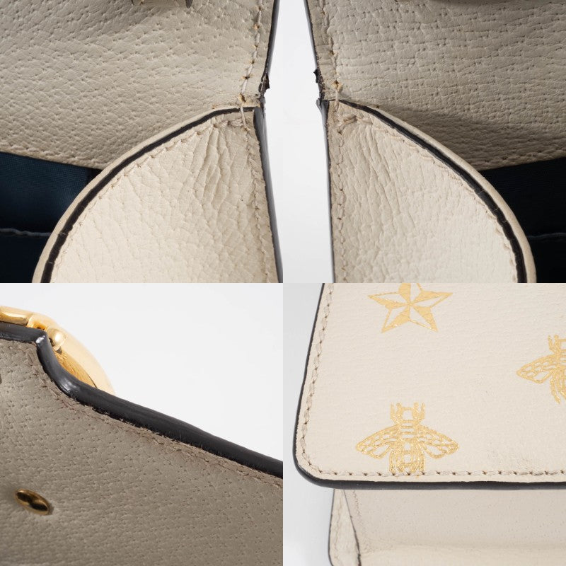 GUCCI Bee Star Mini Sylvie Convertible Handbag White Crossbody 470270 Preowned20