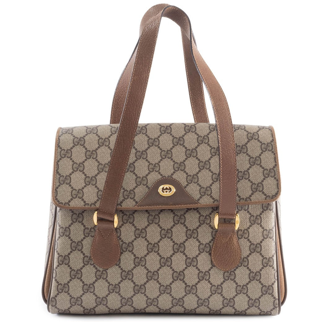 Gucci Bag GG Plus Handbag Shoulder bag Flap Beige Brown 116 02 080 Reuse Used0