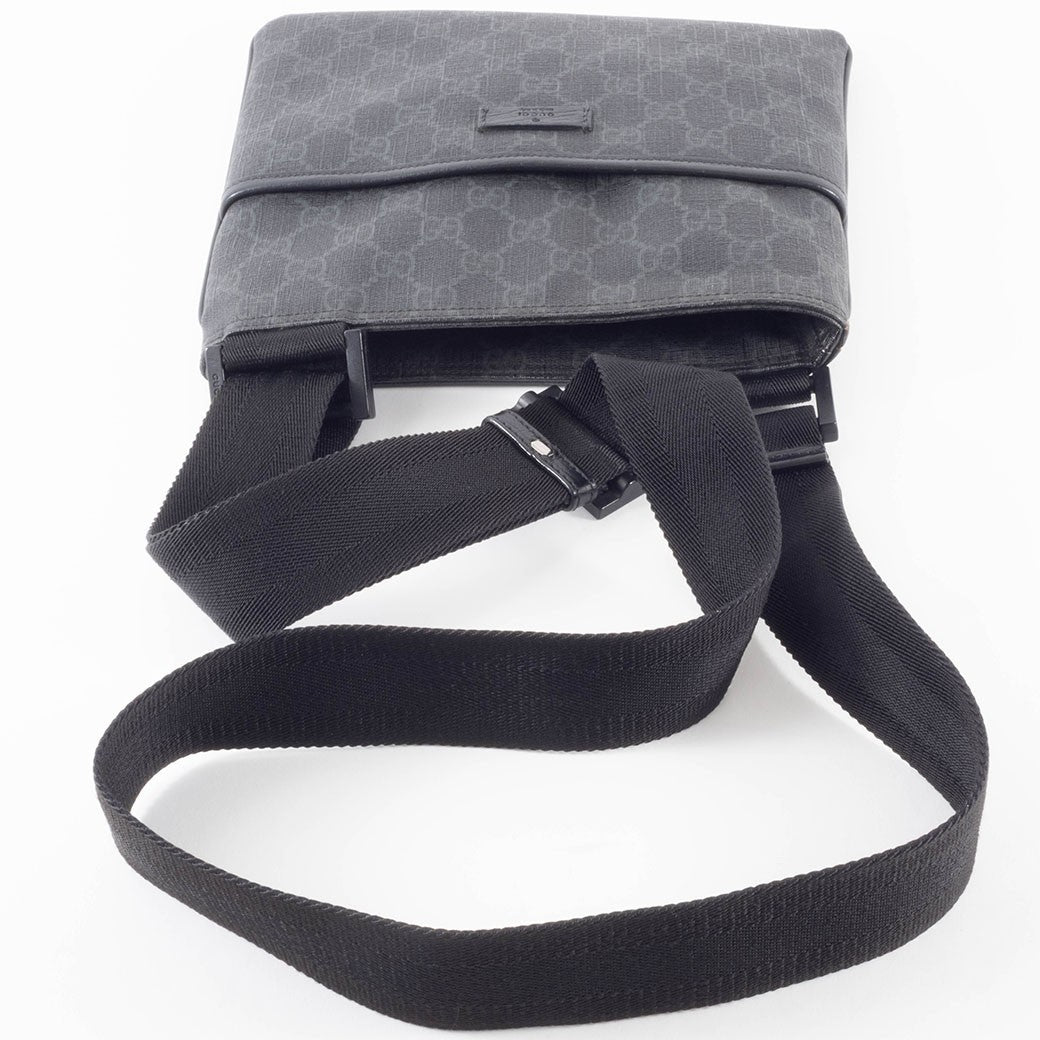 GUCCI GG Supreme Womens Crossbody Shoulder Bag Grey Coated Canvas Preowned Auth11