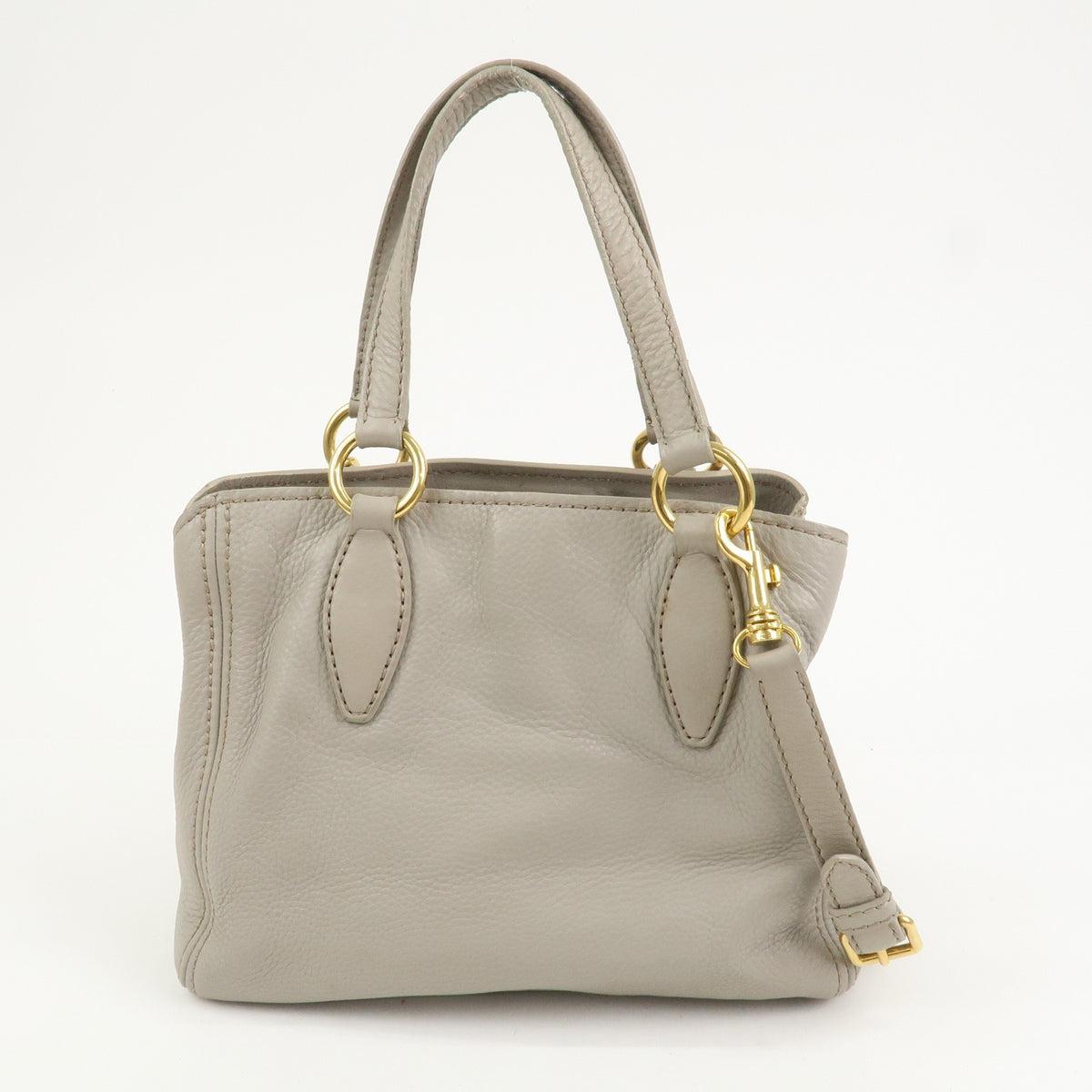 MIU MIU Handbag Logo Leather 2Way Bag Shoulder Bag Gray Authentic Used F/S1