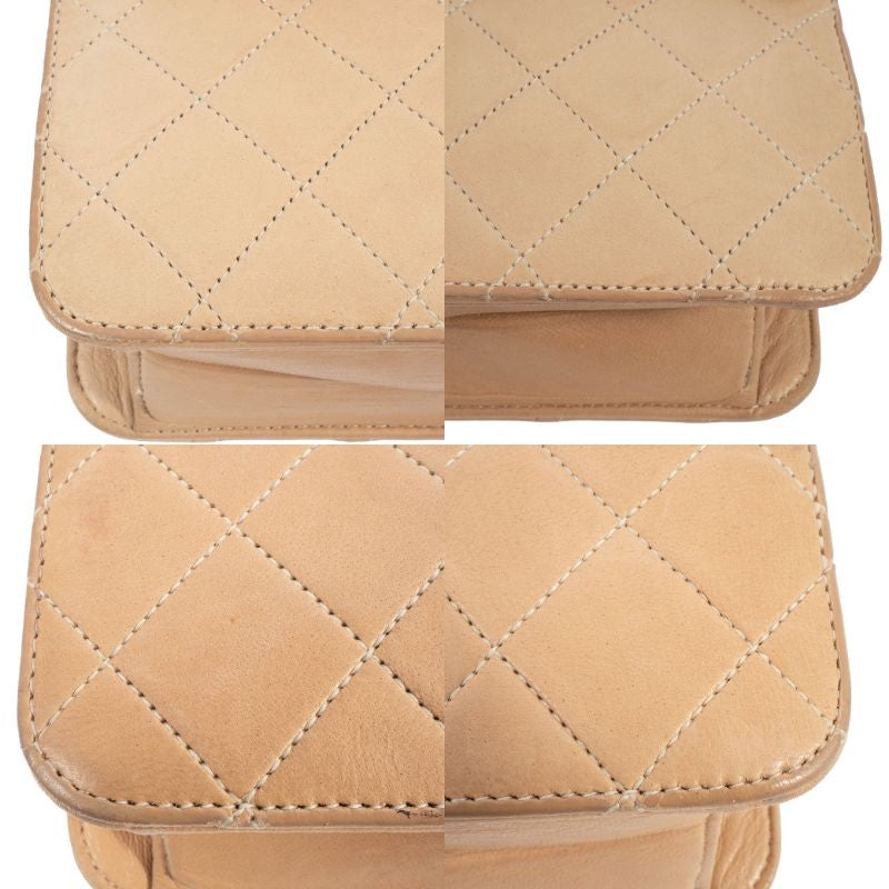 CHANEL Matelasse Womens Chain Shoulder Bag Beige Leather Vintage Preowned19
