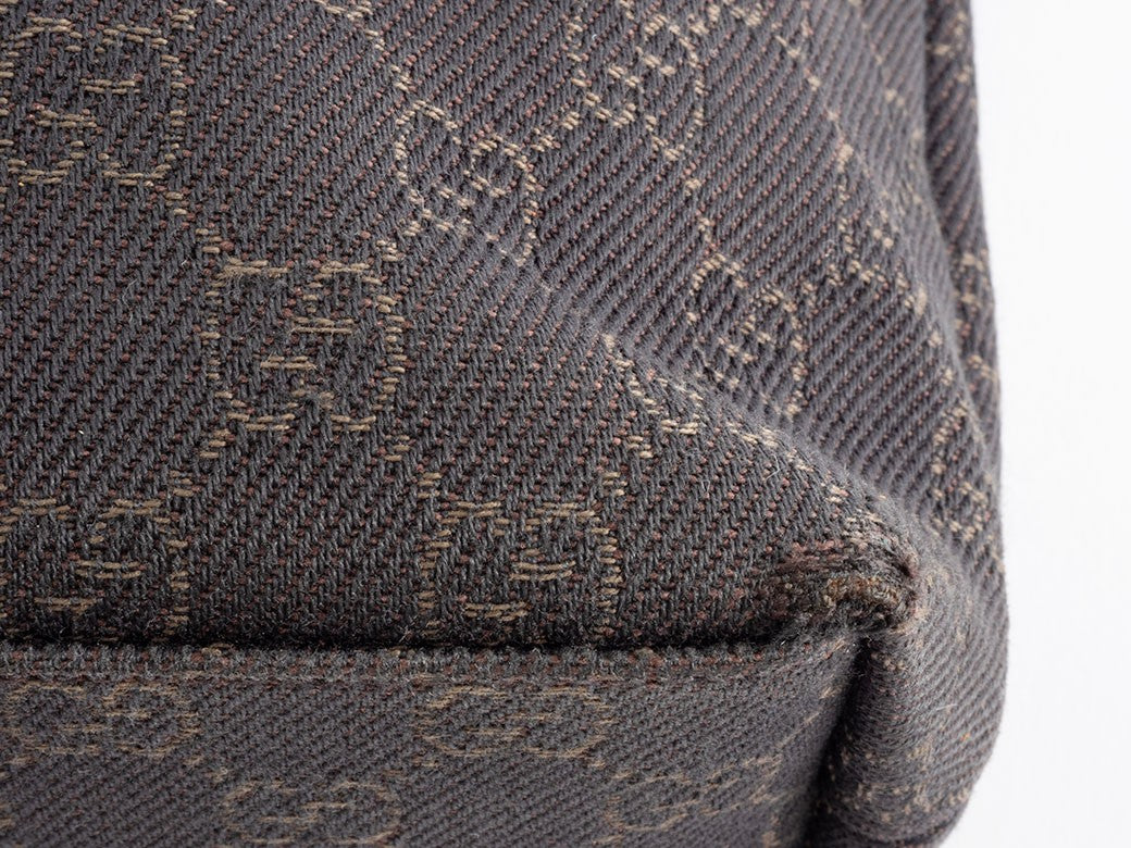 GUCCI GG Canvas Leather Tote Handbag Small Brown 105650 Womens Preowned Auth3