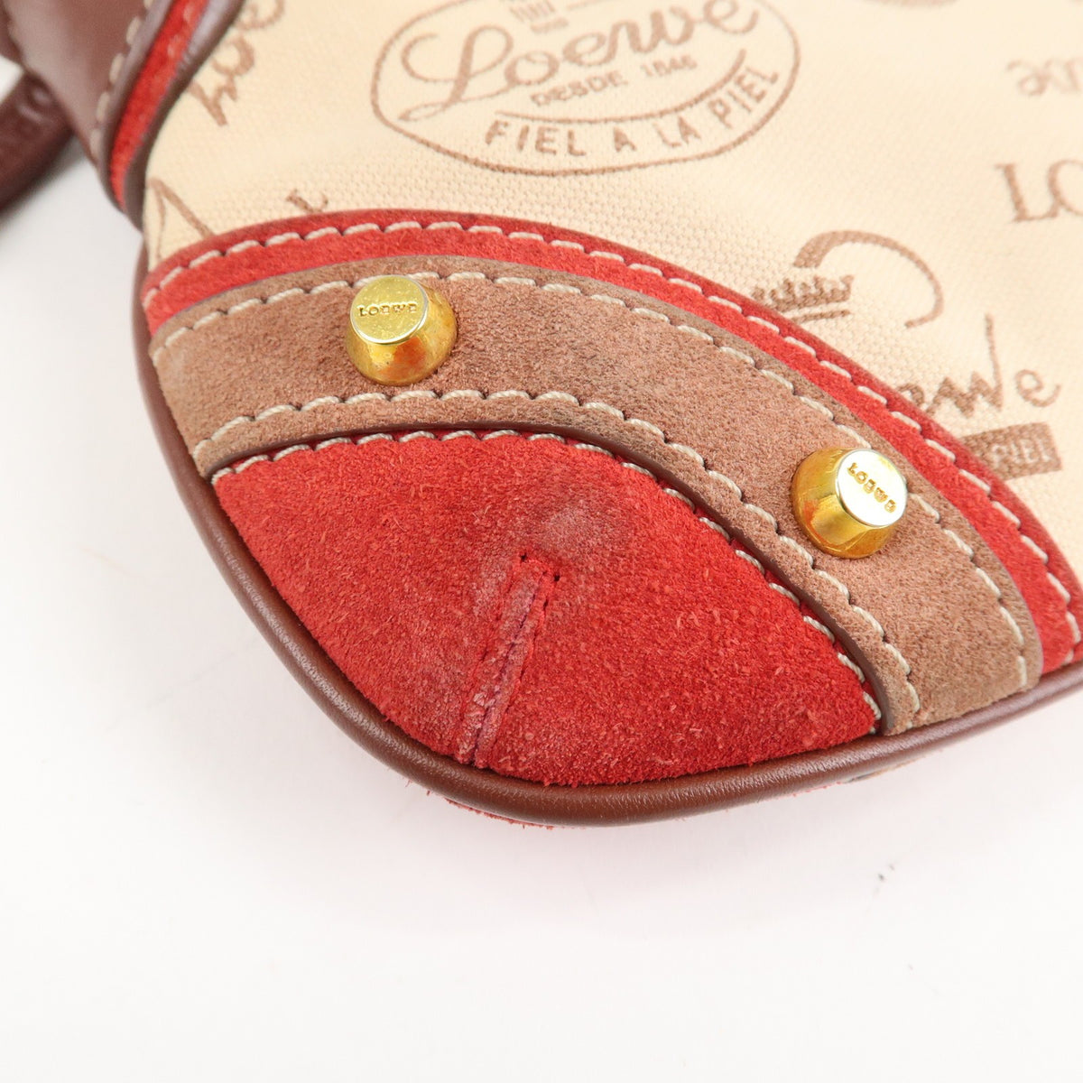 Auth LOEWE Anagram Canvas Suede Leather Shoulder Bag 160th Anniverssary Used10