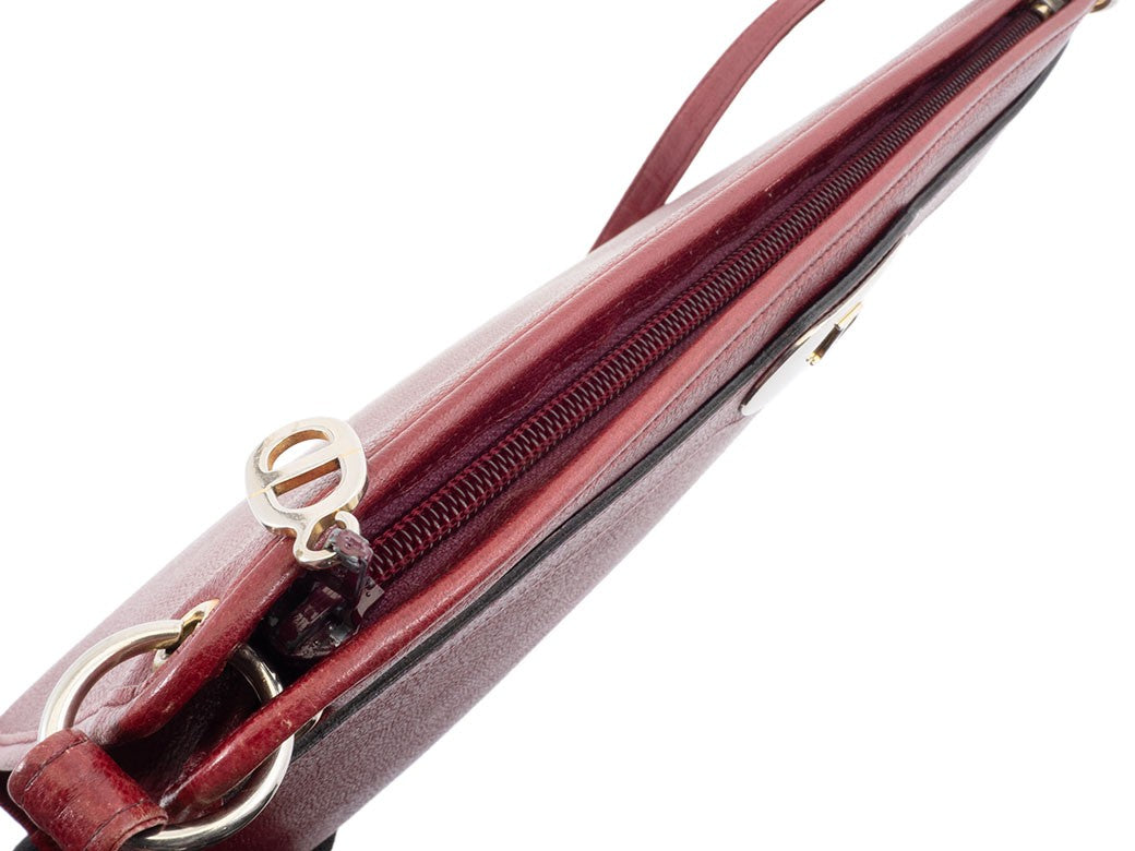 Christian Dior Womens Shoulder Bag Bordeaux Leather Vintage Preowned Auth8