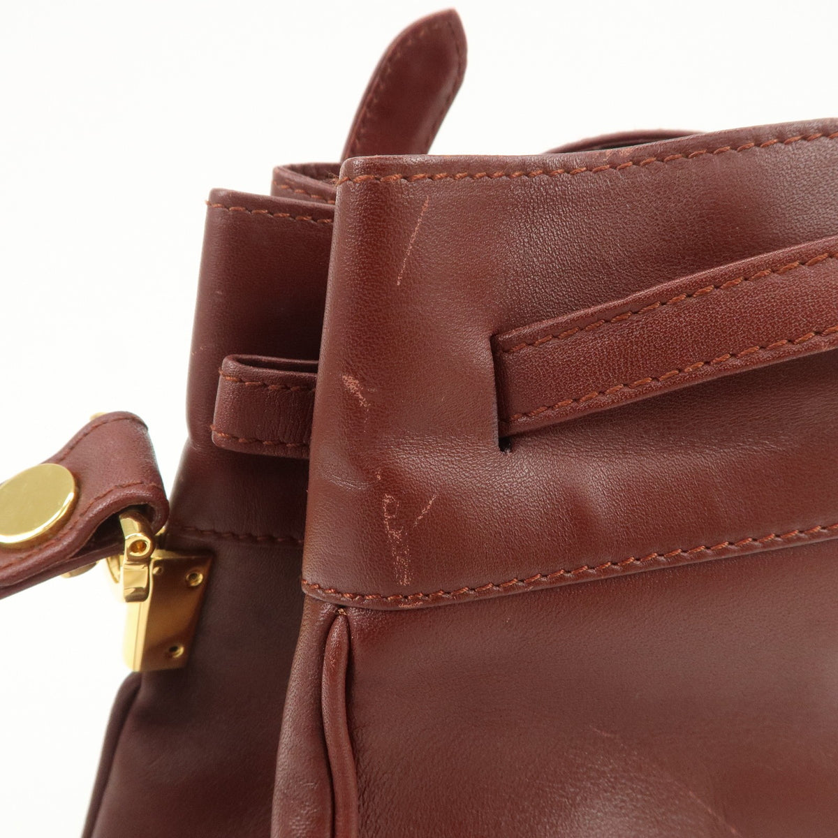 Cartier Must de Cartier Calf Leather Shoulder Bag Burgundy Authentic Used F/S15