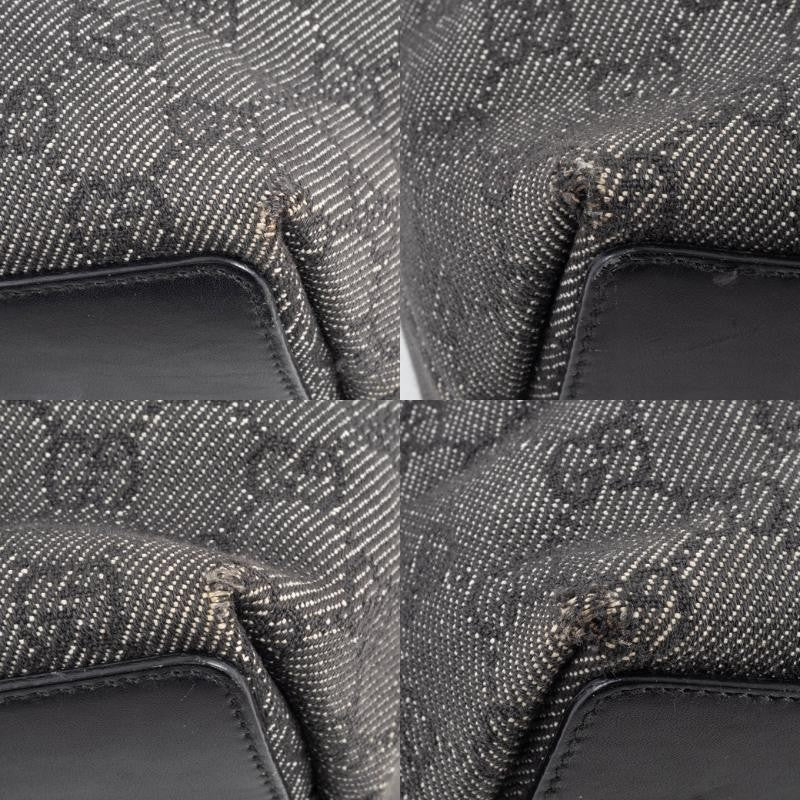 GUCCI GG Canvas Shoulder Tote Bag Underarm Gray Leather Handbag 31244 Preowned14