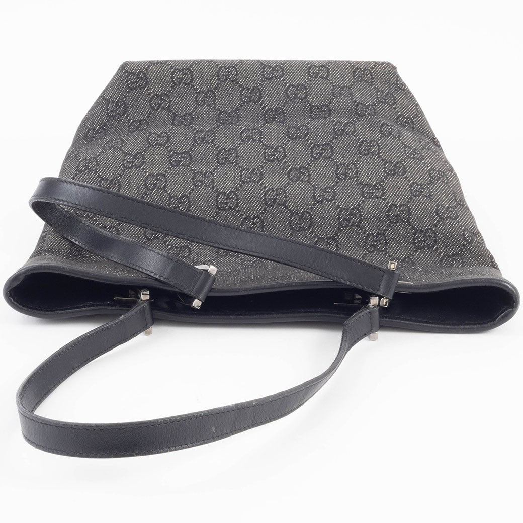 GUCCI GG Canvas Shoulder Tote Bag Underarm Gray Leather Handbag 31244 Preowned6