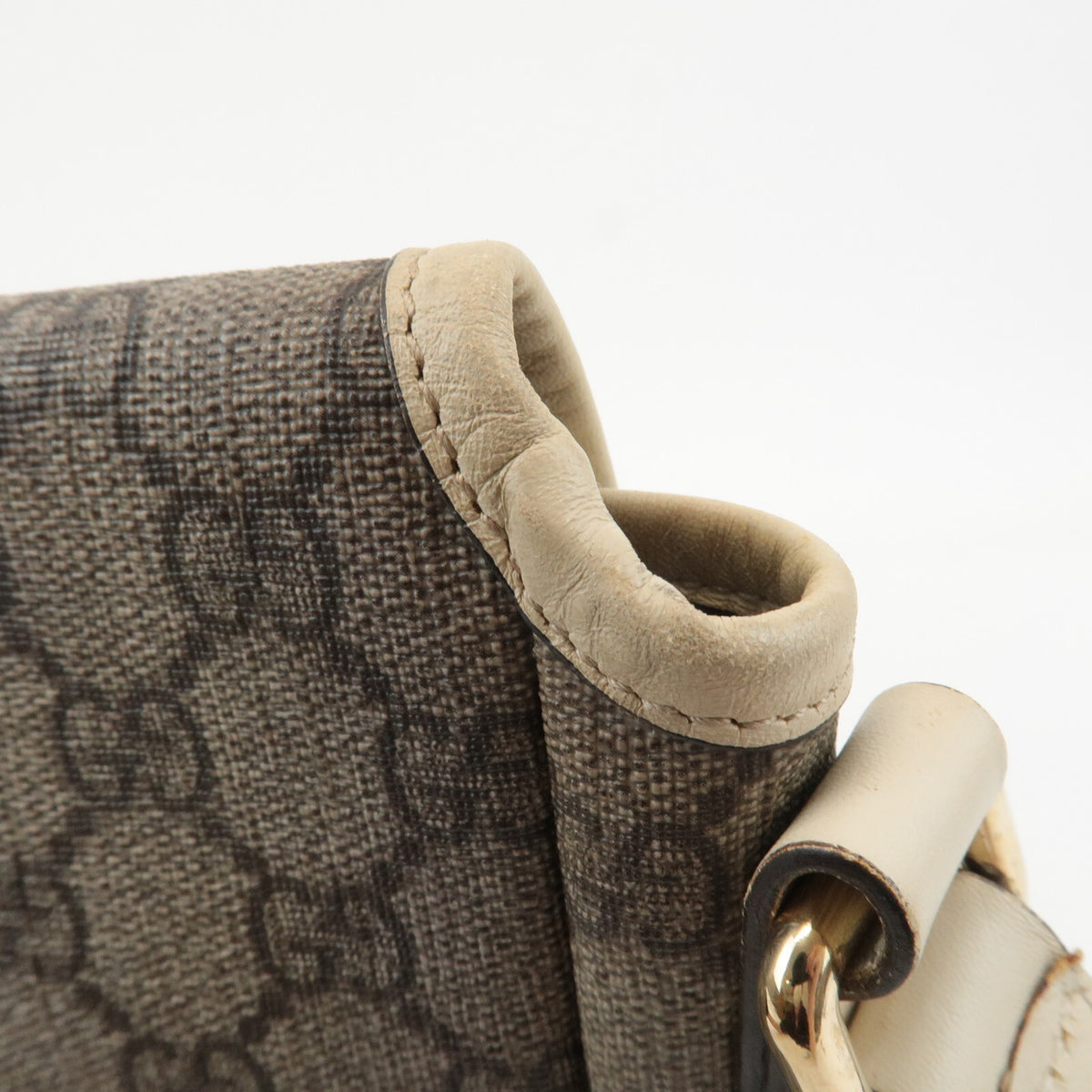 GUCCI GG Supreme Canvas Leather Beige Ivory Crossbody Shoulder Bag Preowned7