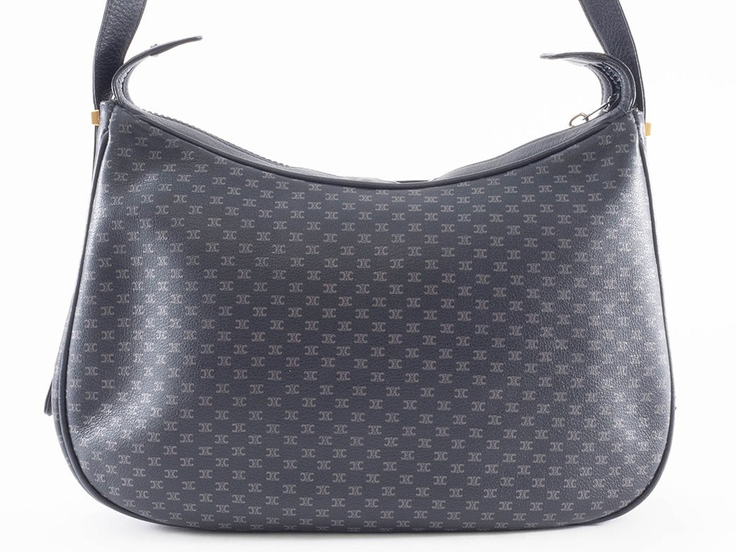 CELINE Macadam Blazon Navy PVC Leather Shoulder Bag Hobo Vintage Preowned Auth3