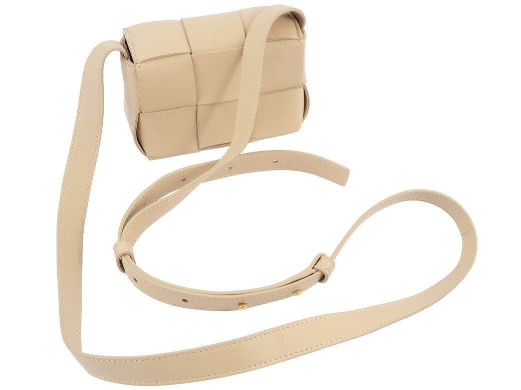 BOTTEGA VENETA Candy Cassette Crossbody Bag Beige Leather 666688 Preowned Auth4