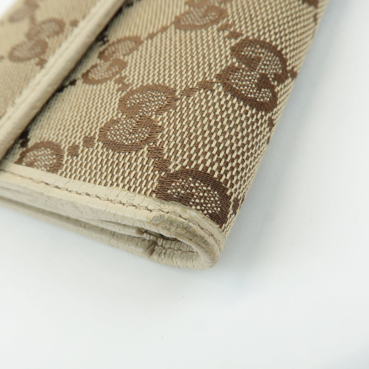 GUCCI Set of 2 GG Canvas Leather Wallet Beige Brown 203550/112715 Auth Used F/S5