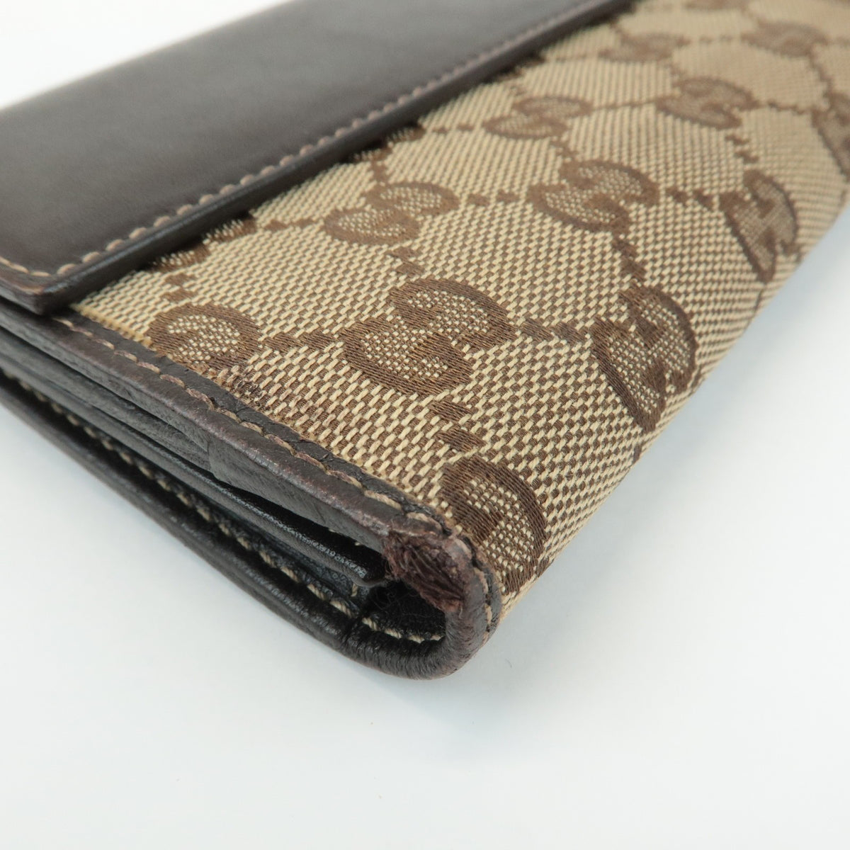 GUCCI Set of 2 GG Canvas Leather Wallet Beige Brown 203550/112715 Auth Used F/S16