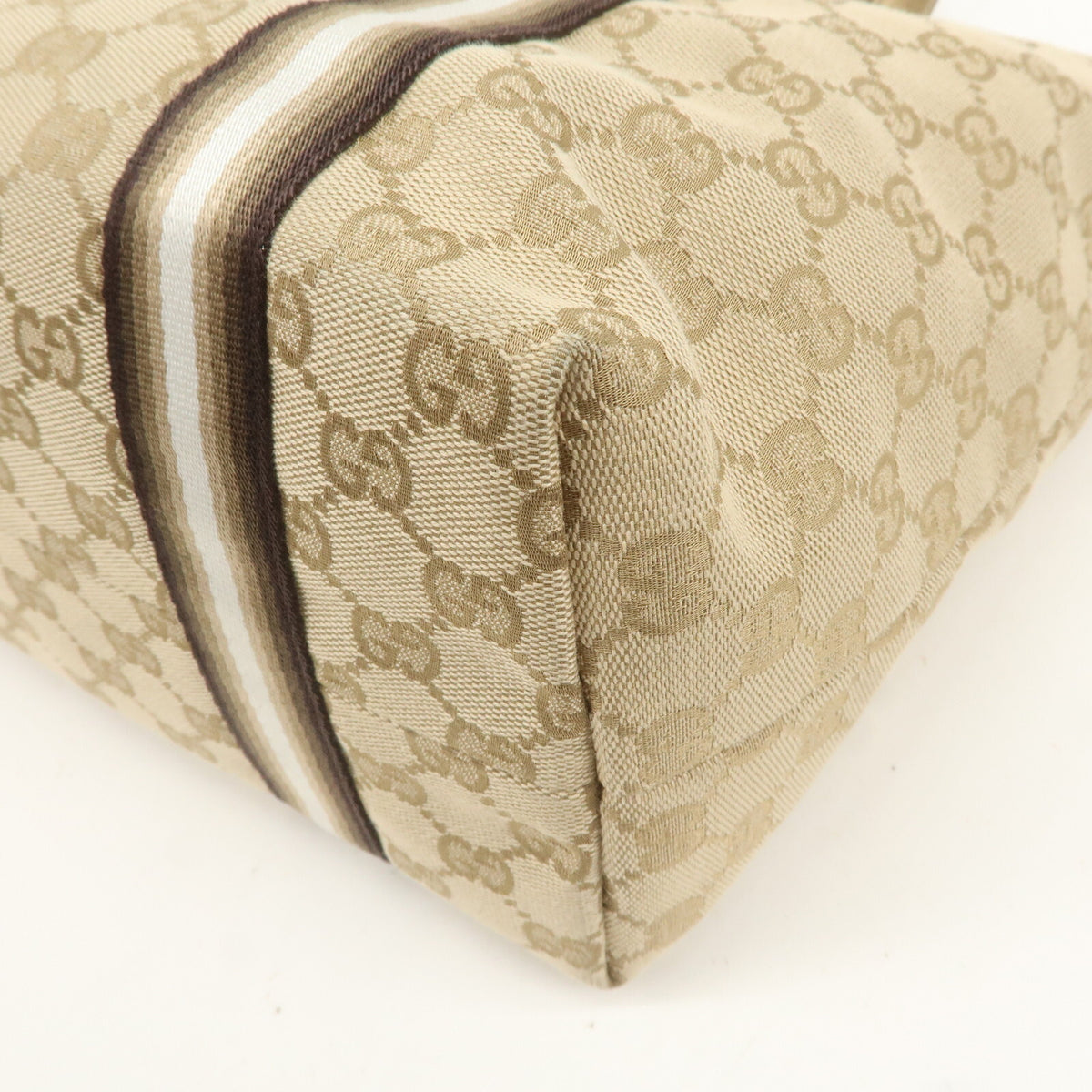 GUCCI GG Canvas Leather Beige Gold Women Shoulder Tote Bag 137396 Preowned Auth11