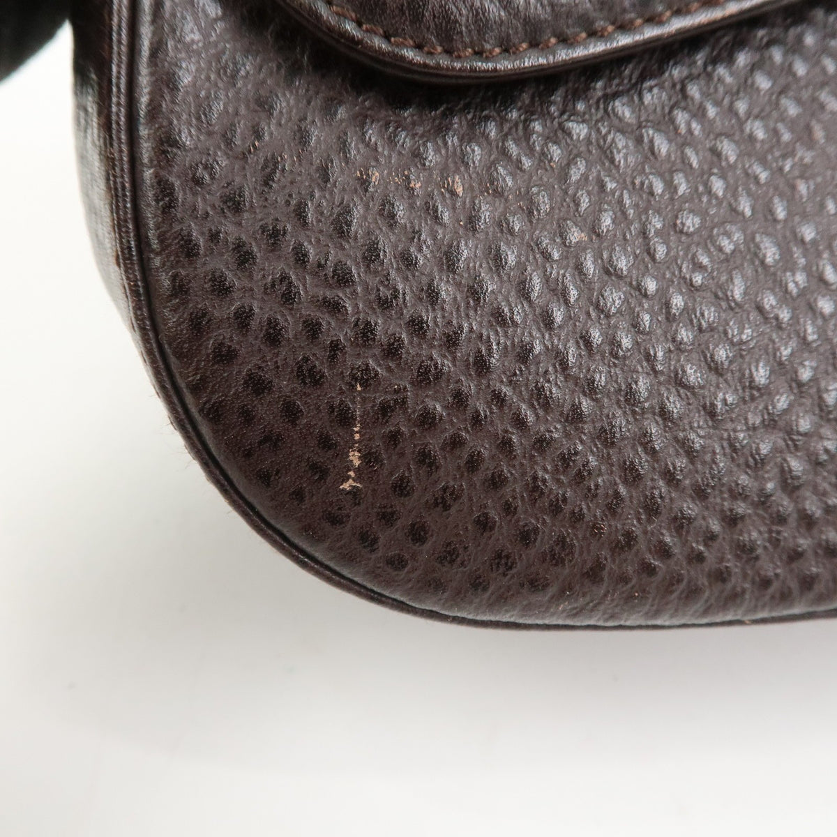 Ferragamo Gancini Logo Leather Shoulder Bag Hand Bag Brown Authentic Used F/S18