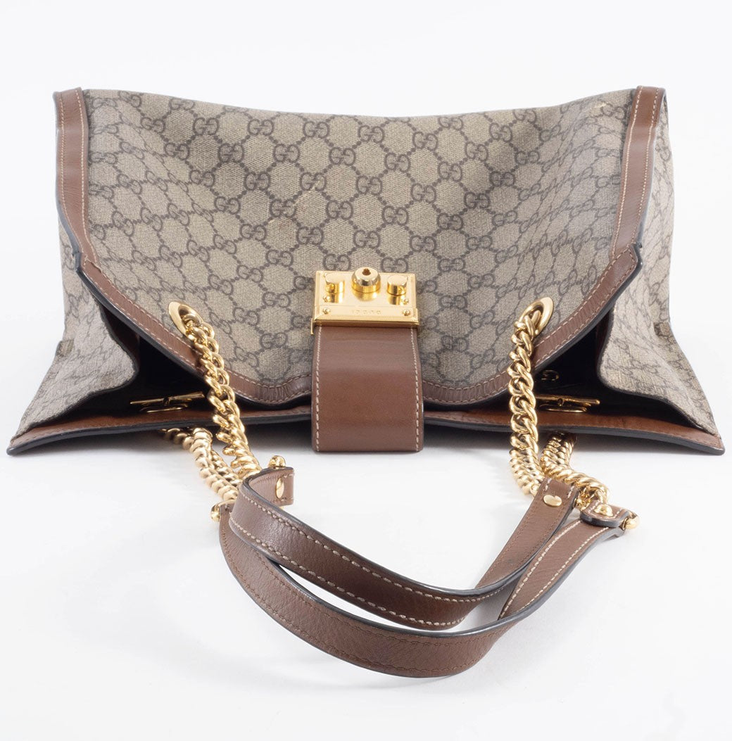 GUCCI Padlock GG Supreme Chain Shoulder Bag Beige Brown 479197 Preowned Auth4