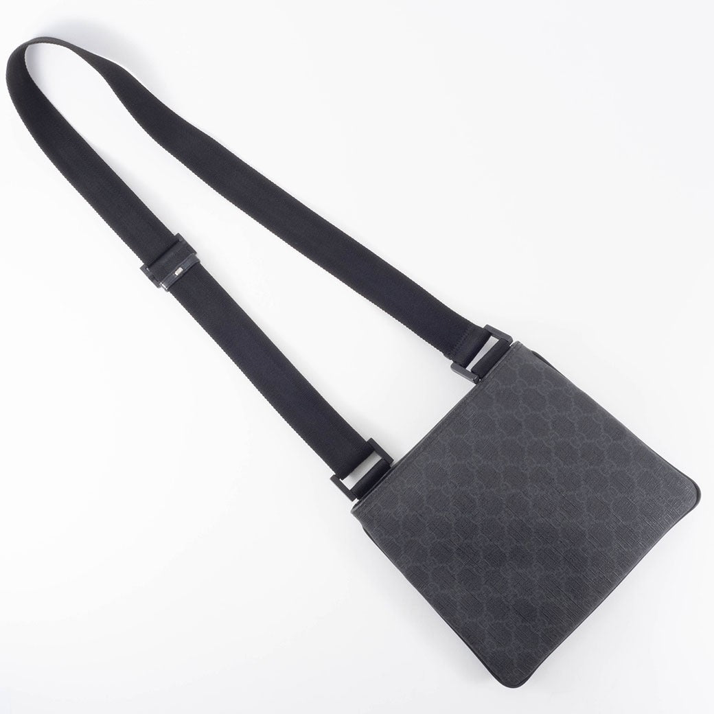 GUCCI GG Supreme Womens Crossbody Shoulder Bag Grey Coated Canvas Preowned Auth13