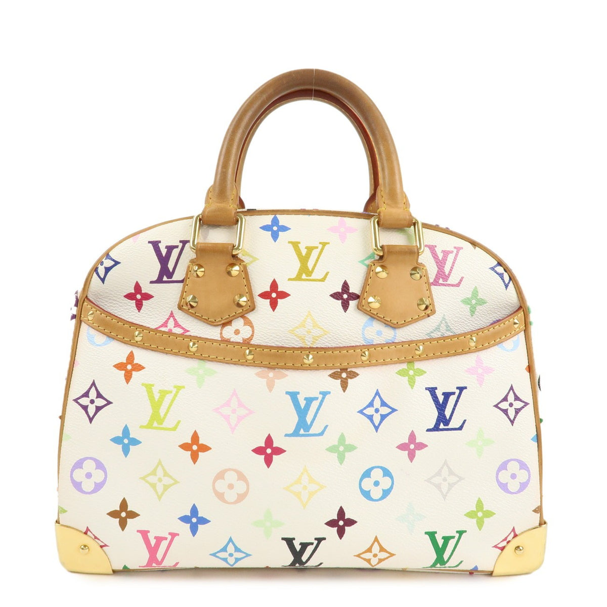 Louis Vuitton Monogram Multicolor Trouville Hand Bag Blanc M92662 Auth Used F/S0