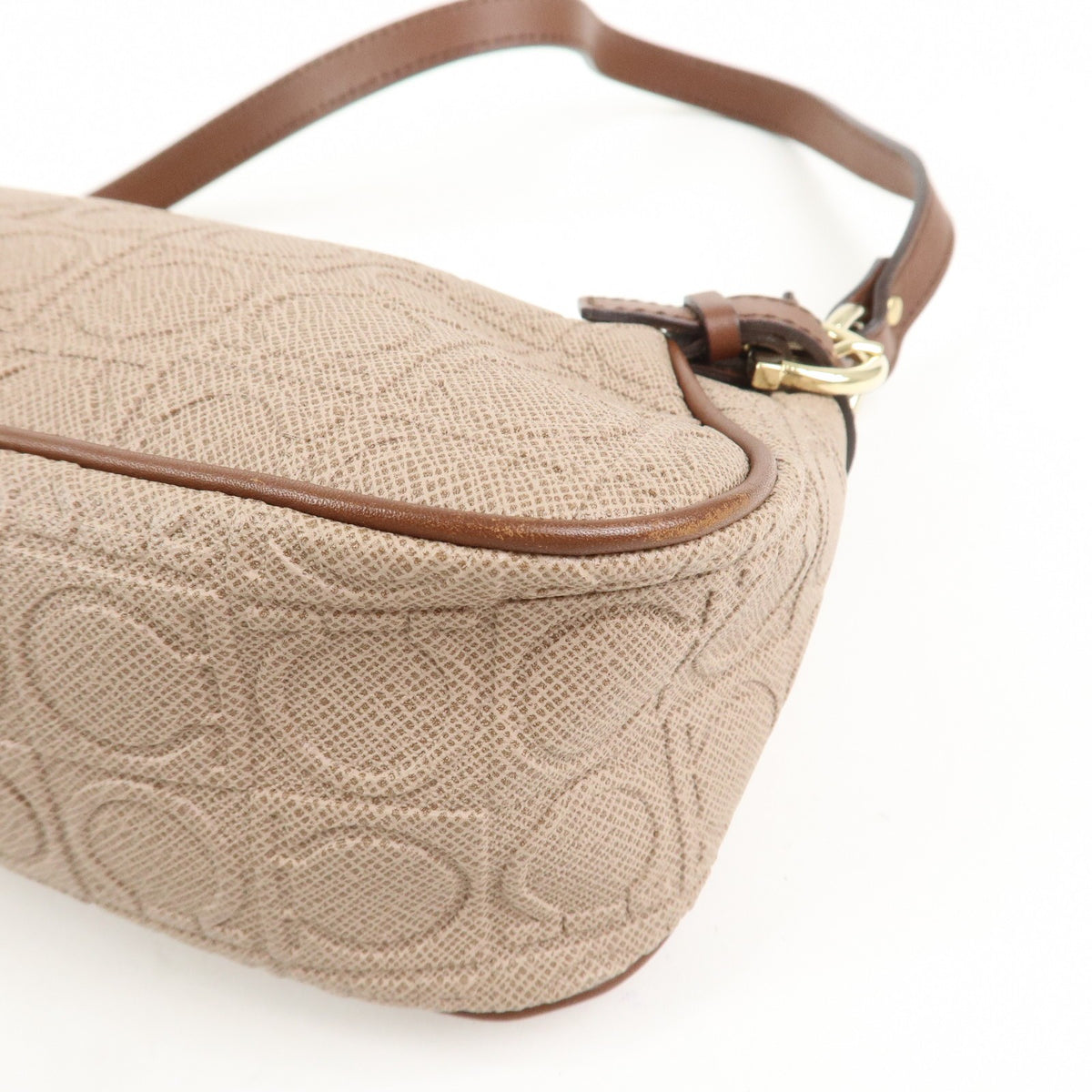 Ferragamo Gancini PVC Leather Shoulder Bag Brown Convertible Bag Preowned Auth15