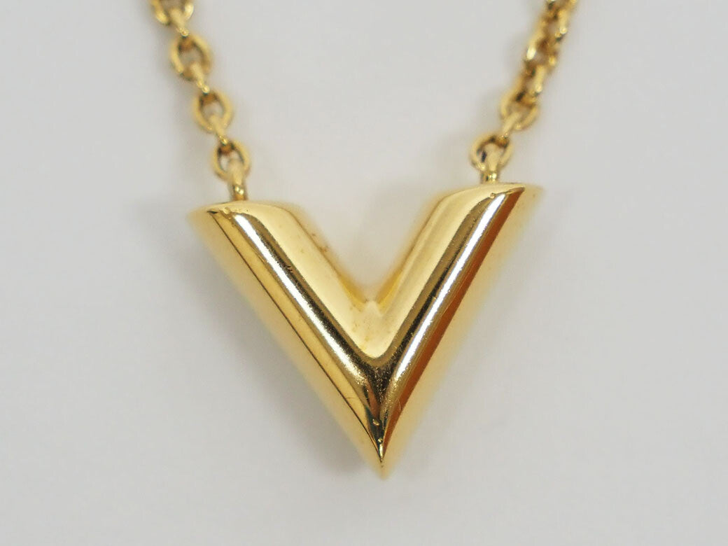 LOUIS VUITTON Necklace escential V M61083 gold women's pendant Preowned Auth4
